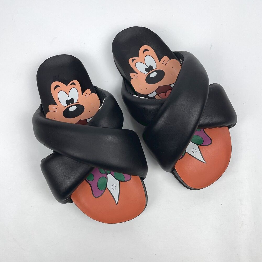 Disney Parks Goofy 90th Anniversary Collection Adult Padded Slides Sandals READ!